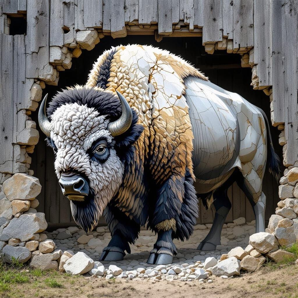 Quartz Bison Tramples Wooden Fort