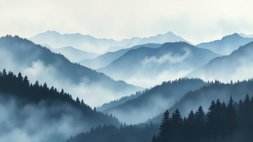 Alpine Landscape in Soft Monochromatic Hues