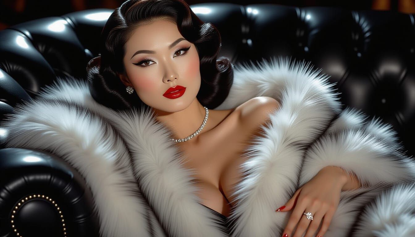 Glamorous Asian Woman in 1930s Hollywood Style