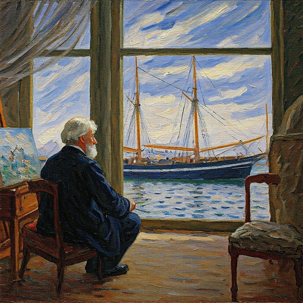 Impressionist Studio Scene Near Seaside