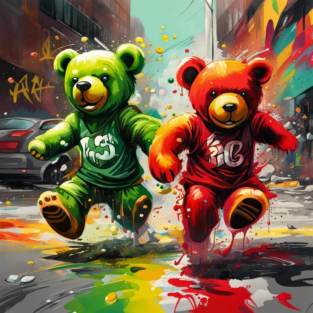 Vibrant Street Runners in Polychromatic Graffiti Style