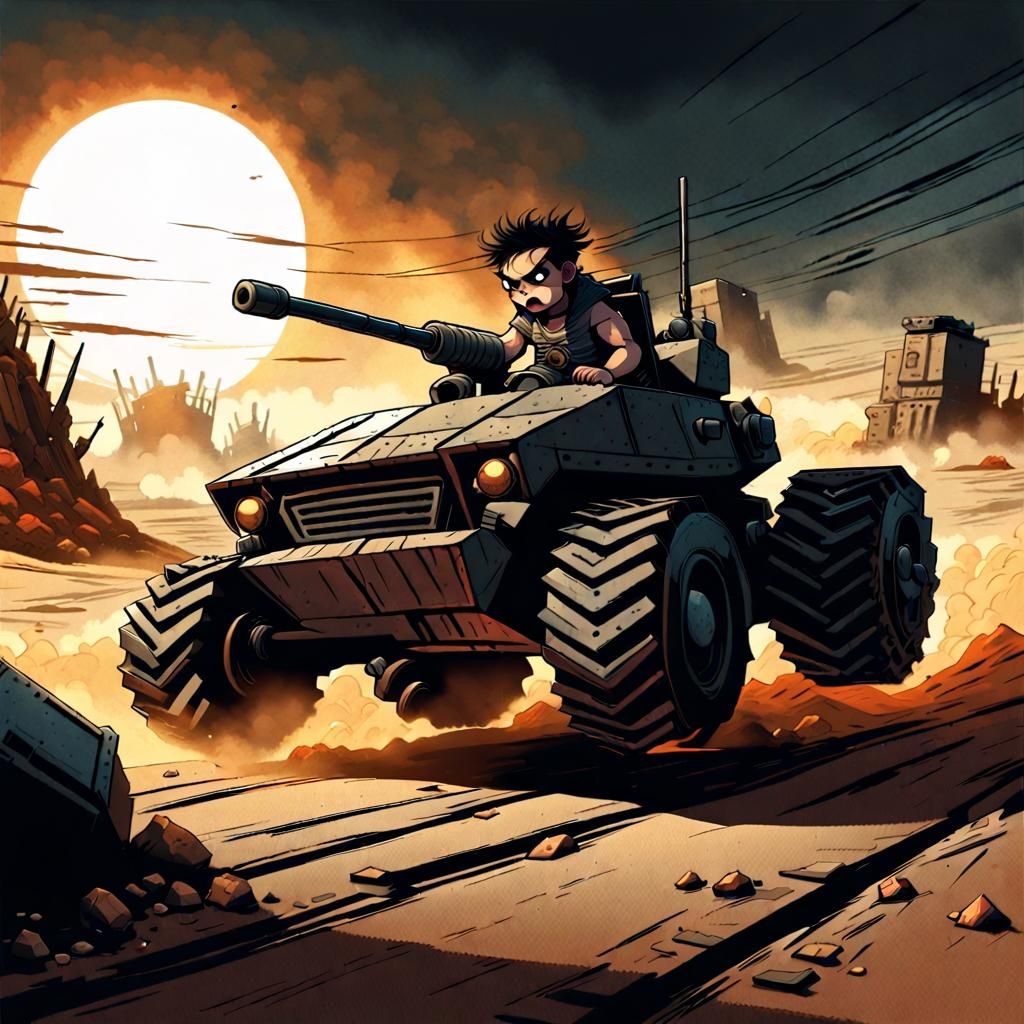 Cyberpunk Chibi Warrior Unleashes Apocalypse with Rhombicubo...