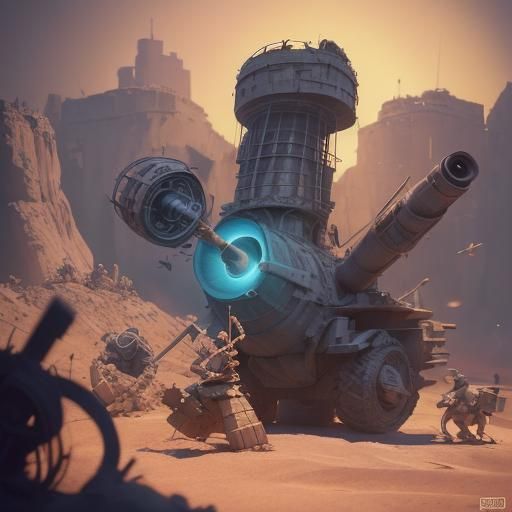 Surreal Scene of War Hero Severed by Cannon's Fury