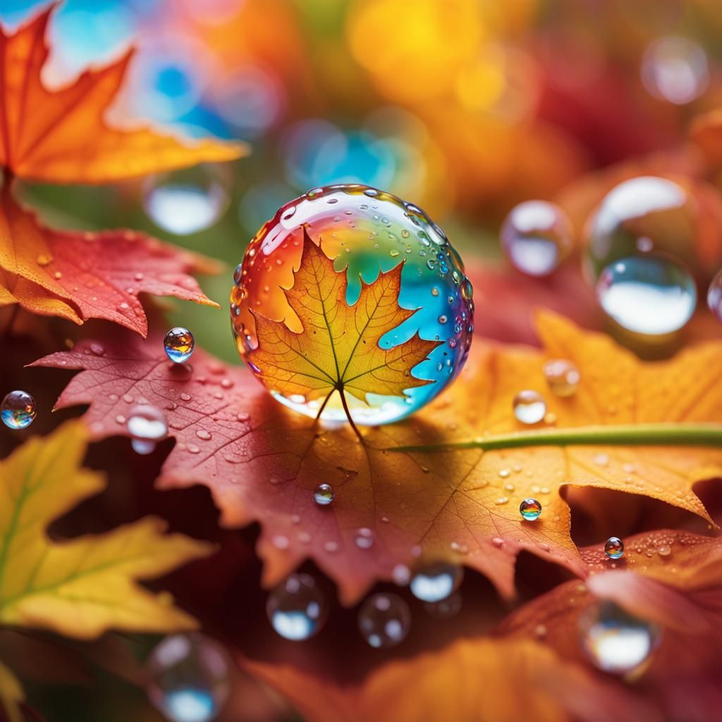 Macro Water Droplet Reflects Children Playing