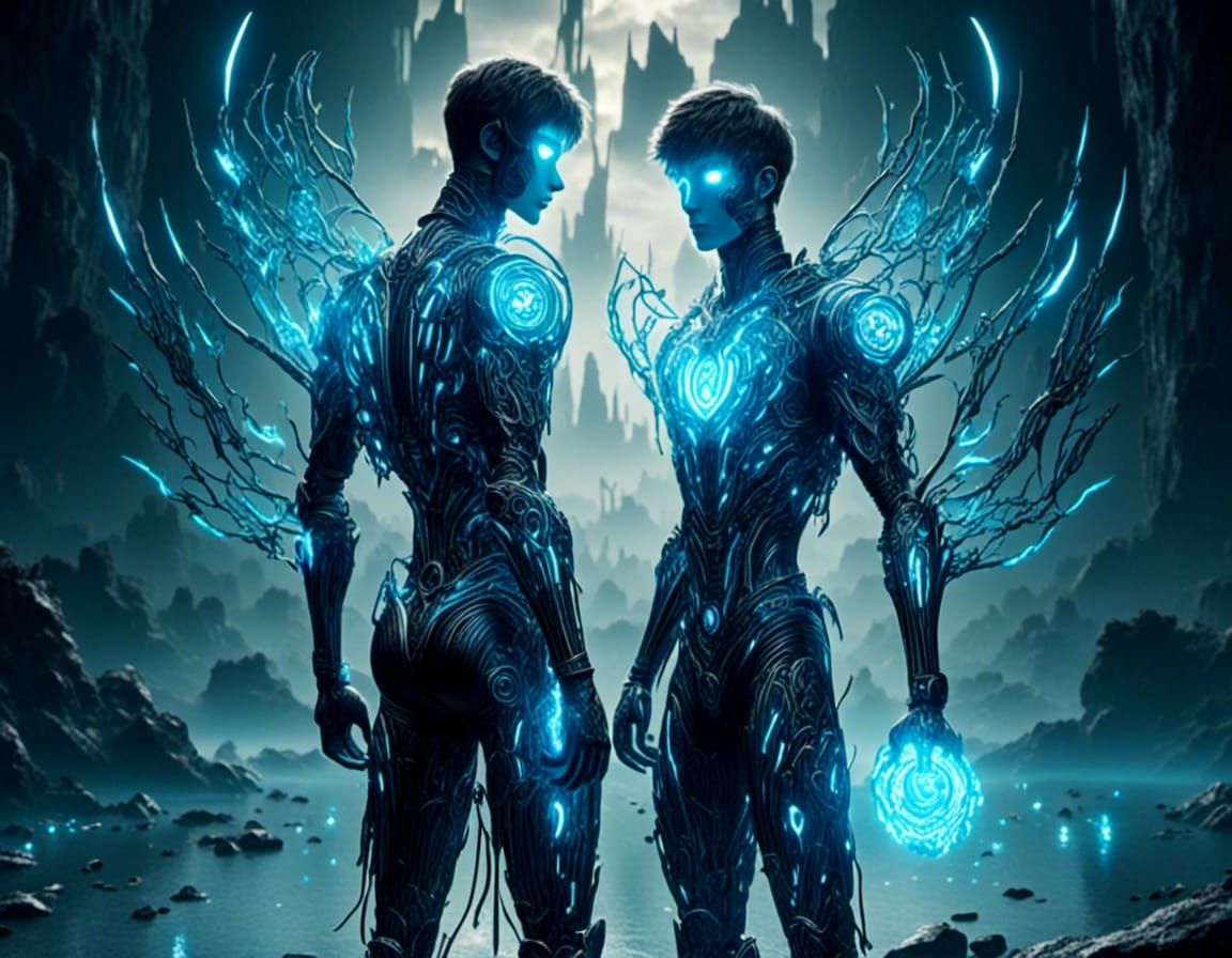 Cyberknight in Bioluminescent Armor