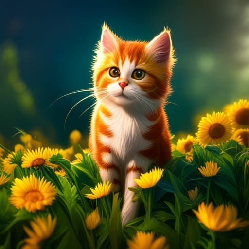 Fantastical Feline Oasis in Vibrant Colors