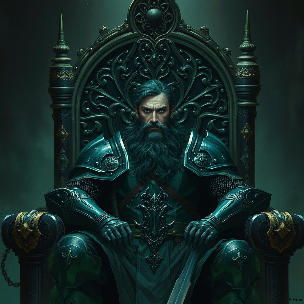 Ethereal Knight Sits Majestically on Throne of Light