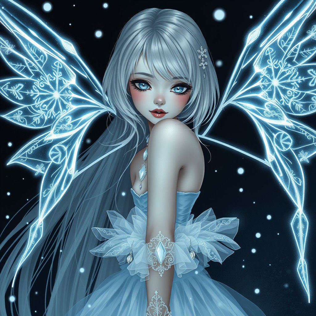 Frozen Goddess in Charcoal Drawing Style