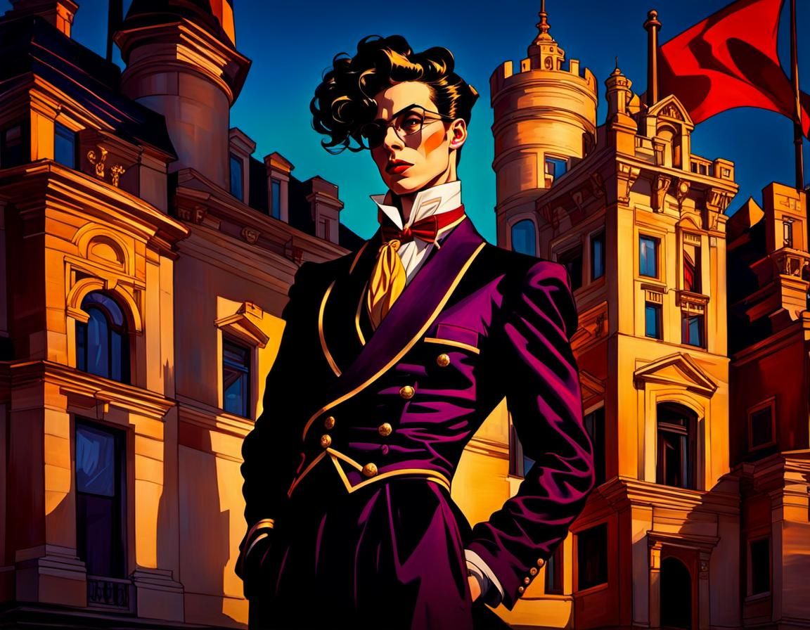 Extravagant Drag Queen Wizard in Jewel Toned Sunset