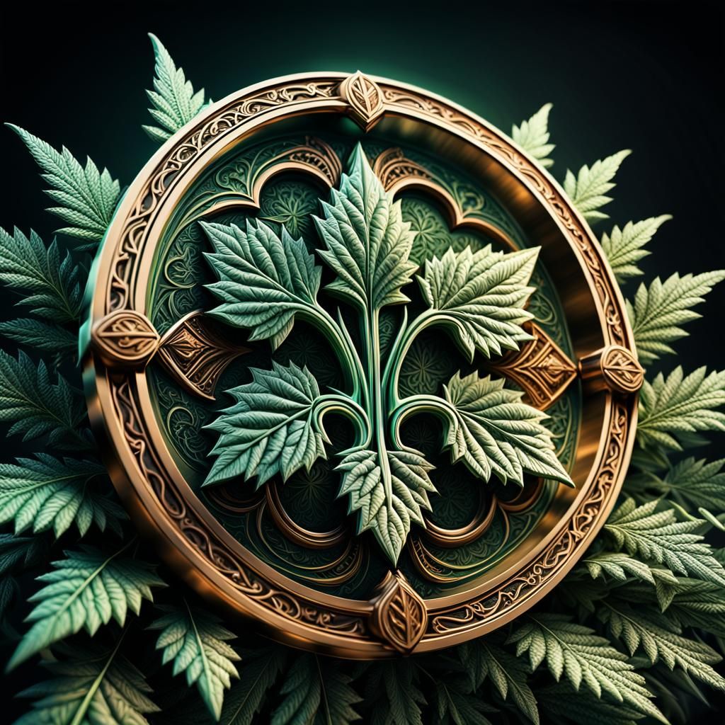 Hyperrealistic Cannabis Logo in 3D