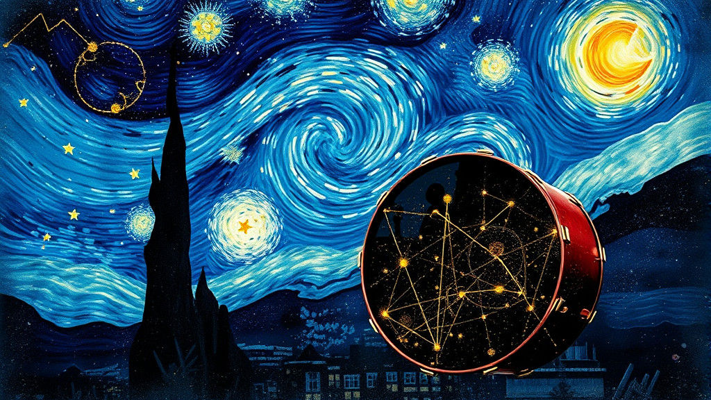 Starry Drum Session in Watercolor Splendor