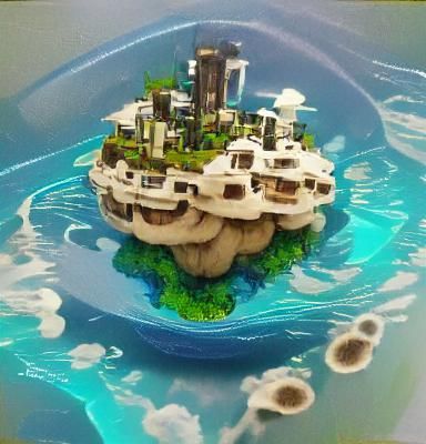Luminous Floating Cityscape in a Dreamlike Atmosphere