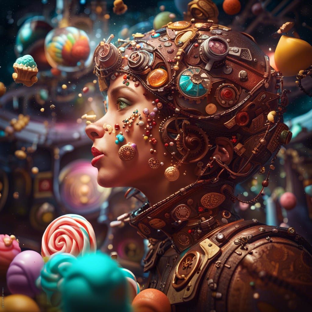Steampunk Candy Girl in a Milky Galaxy