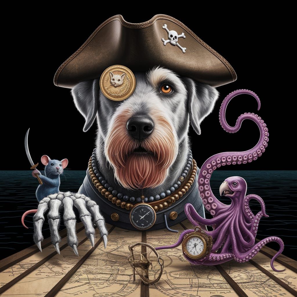 Dog Pirate Captain Commands Surreal Bone Ship