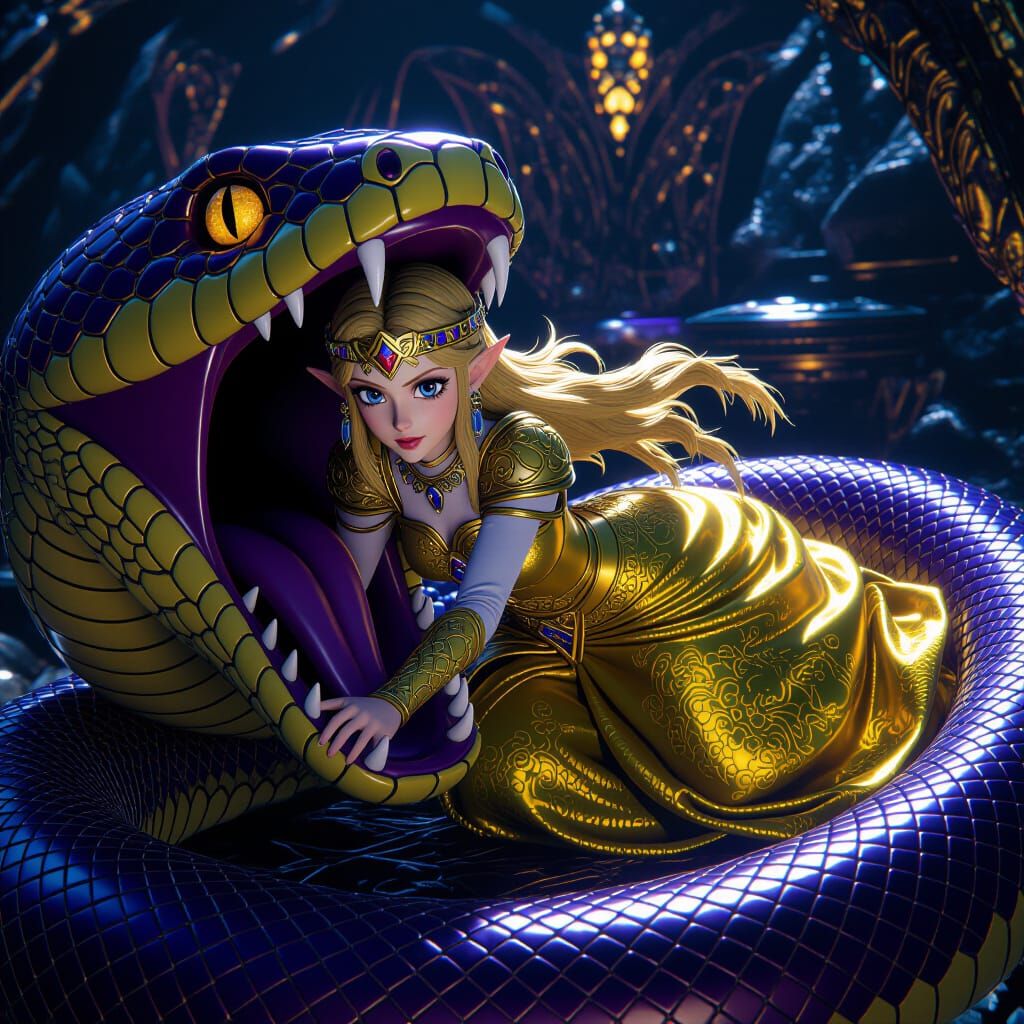 Princess Zelda and the Serpent's Maw: Hyperdetailed Digital ...