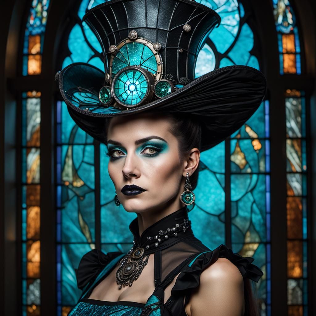 Steampunk Goddess in Turquoise Gown