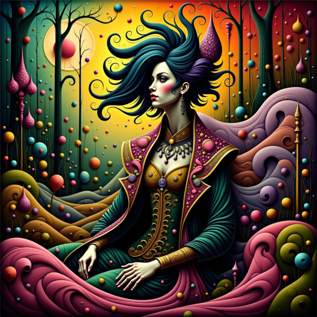 Dreamer in Surreal Baroque Cubist Style