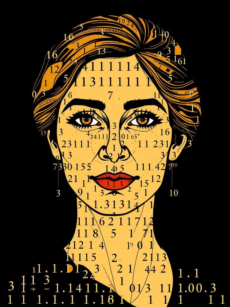 Mathematical Portrait of a Woman in Op Art Style