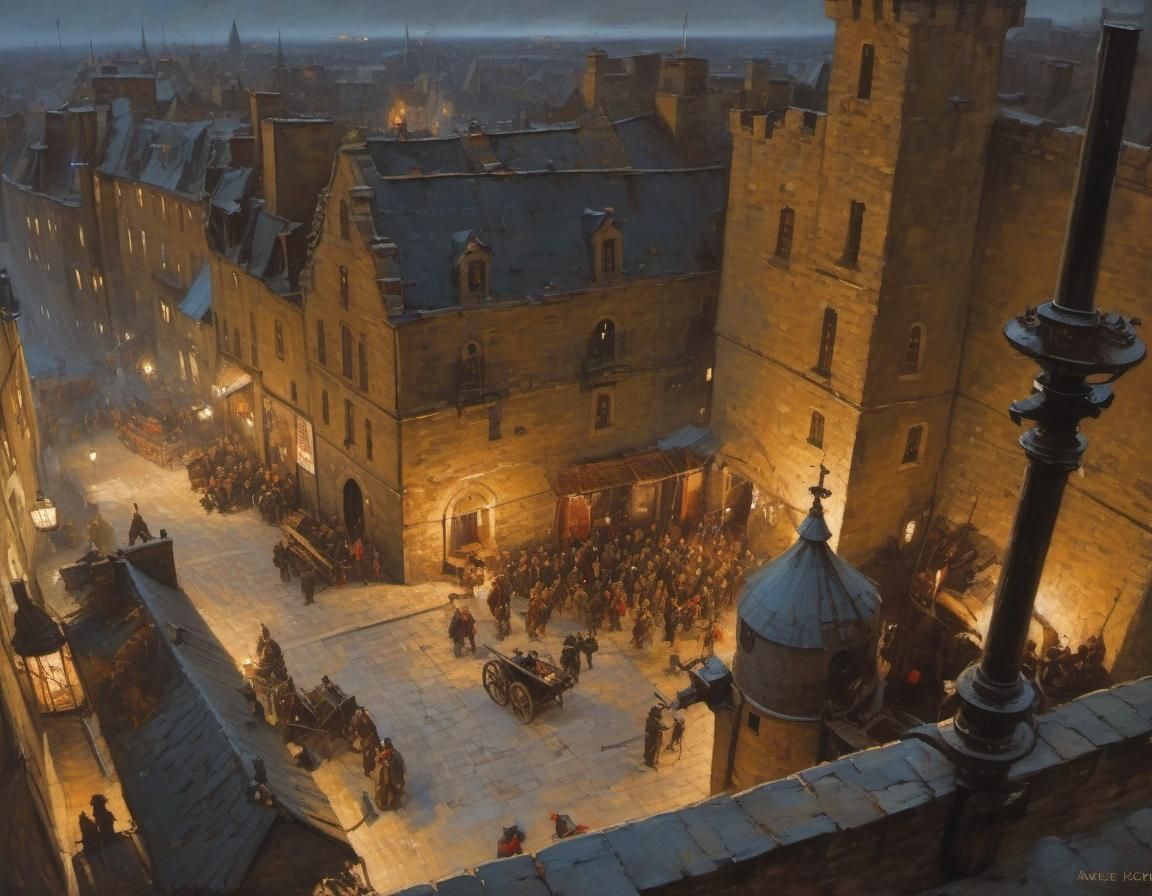 Nighttime Fortifications Unfold in a Gothic Anime World