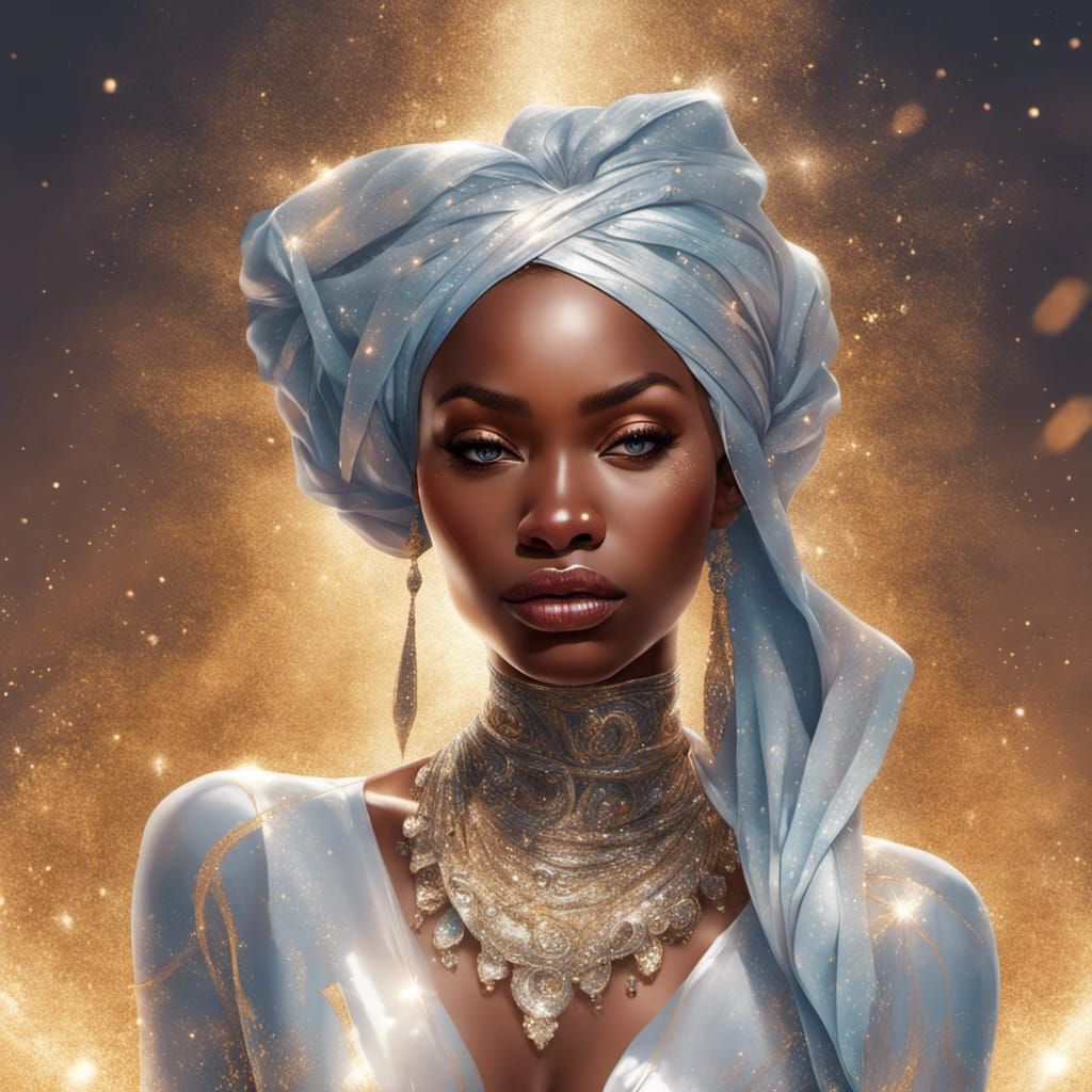 Stunning African Woman in Triadic Colors Concept Art