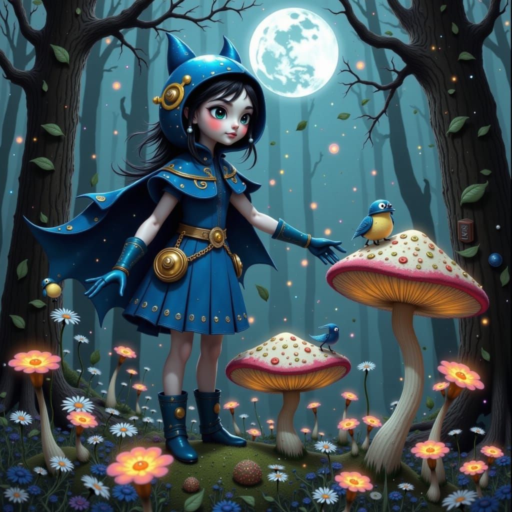 Batman as Little Bo Peep in Whimsical Forest