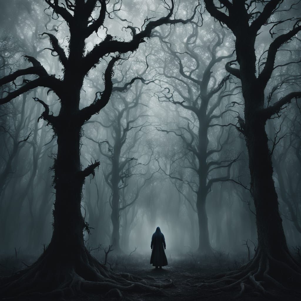 Dark Fantasy Character in Gothic Forest