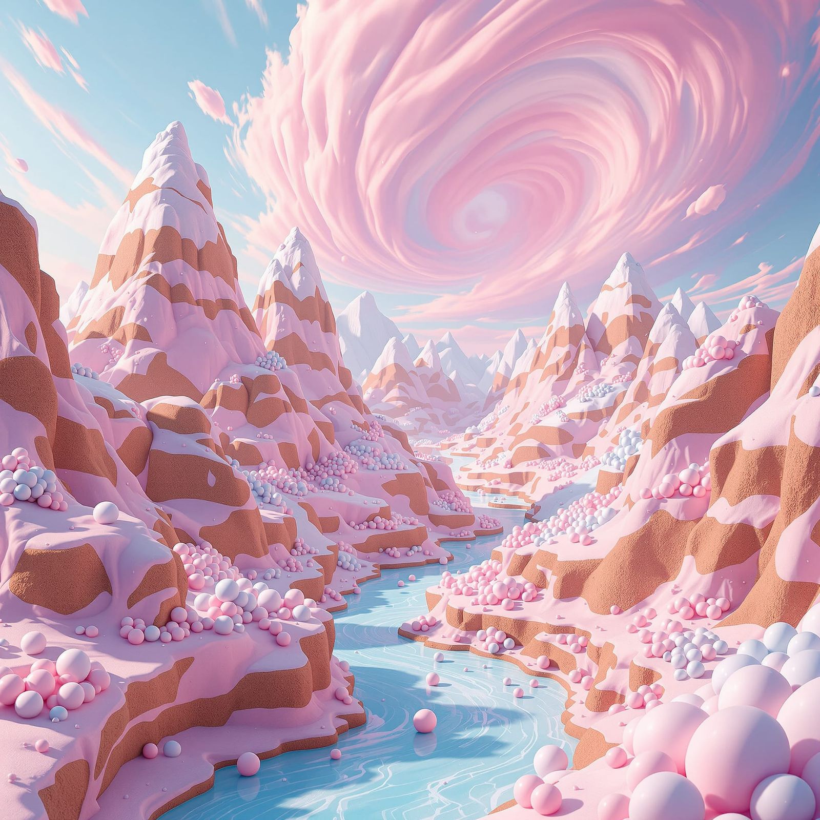 Surreal Nougat Mountains & Marshmallow Valleys in Digital Ar...