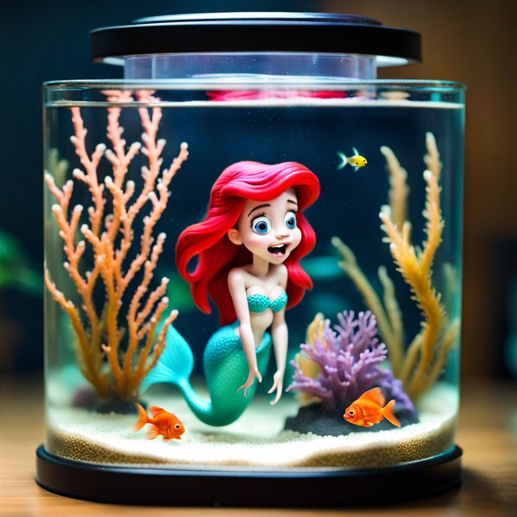Ariel Trapped in Glass, Desperate to Escape