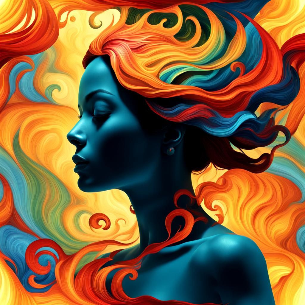 Sensual Pastel Flame Dancer in Vibrant 3D