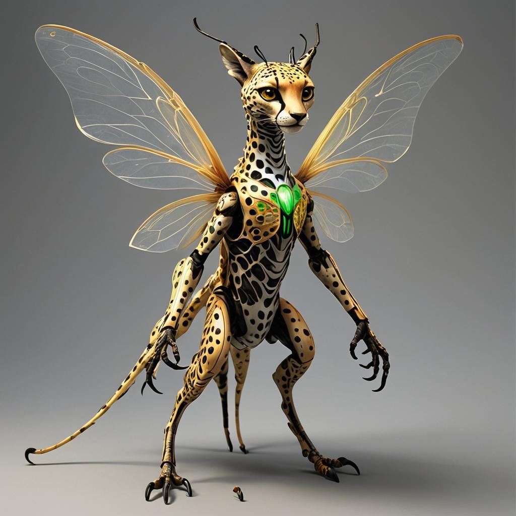 Mythical Creature with Agile Body and Iridescent Fur