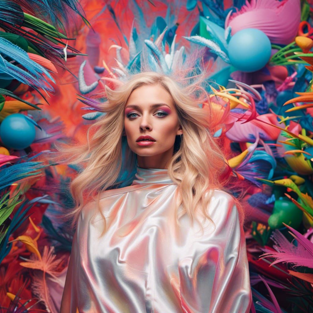 Cyberpunk Goddess in Holographic Glory