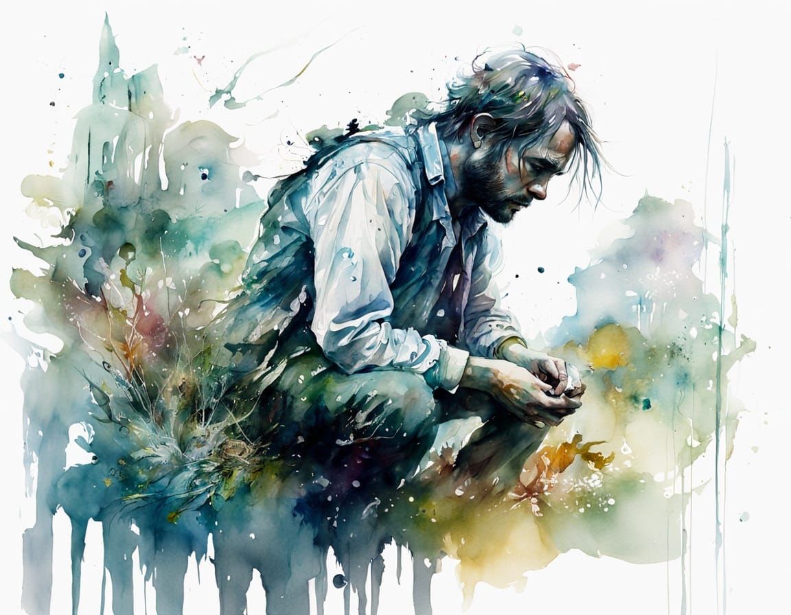 Gulliver's World: Giant Among Tiny People in Ethereal Waterc...