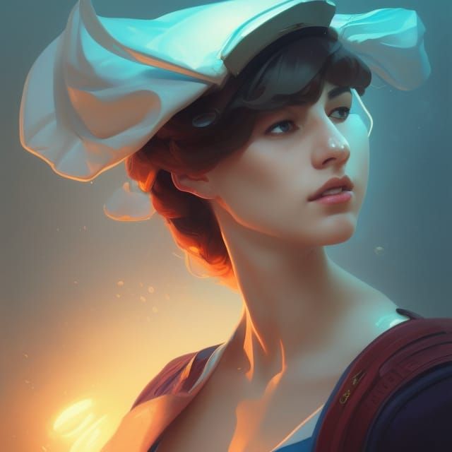 Detailed Portrait of a Sailor Woman in Hyperrealism