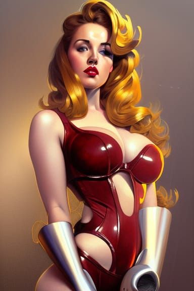 Pin-Up Girl in Armor: Hyperdetailed Digital Portrait