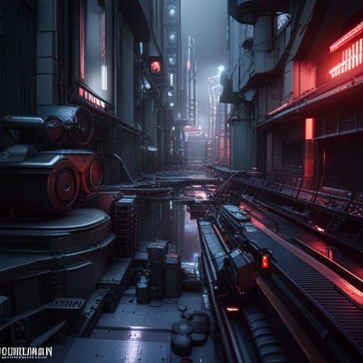 Cyberpunk Alleyway in 2040, Rendered in Epic Sci-Fi Style