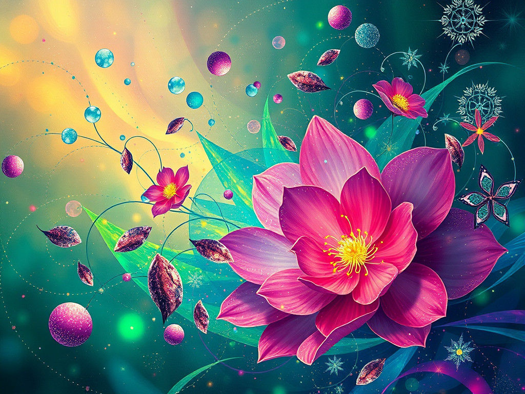 Ethereal Abstract Floral Masterpiece in Ultraminimal Style