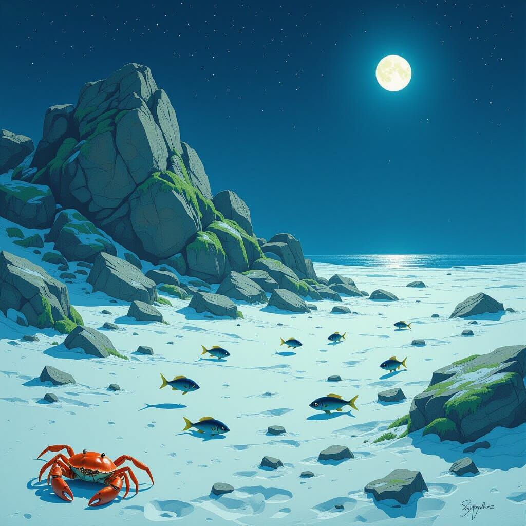 Barren Seabed Landscape with Marine Life