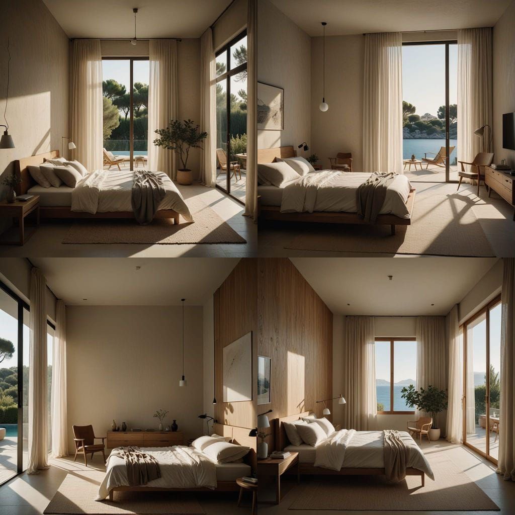 Mediterranean Villa Bedroom with King-Size Mattress