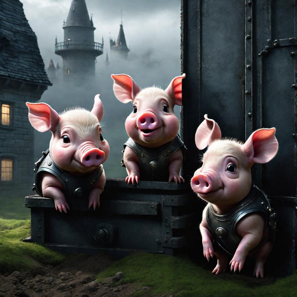 Three Armored Piglets in a Cyberpunk Safehouse