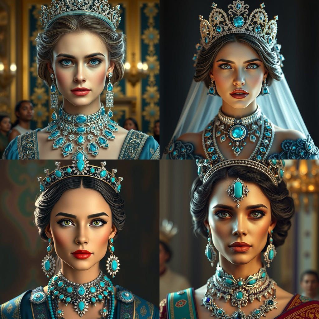 Queen's Turquoise, Diamond, and Silver Royal Jewels