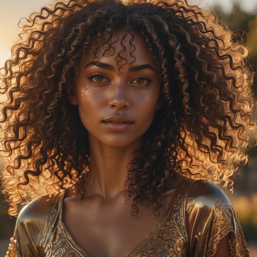 Young Woman in Elegant Sunset Glamour