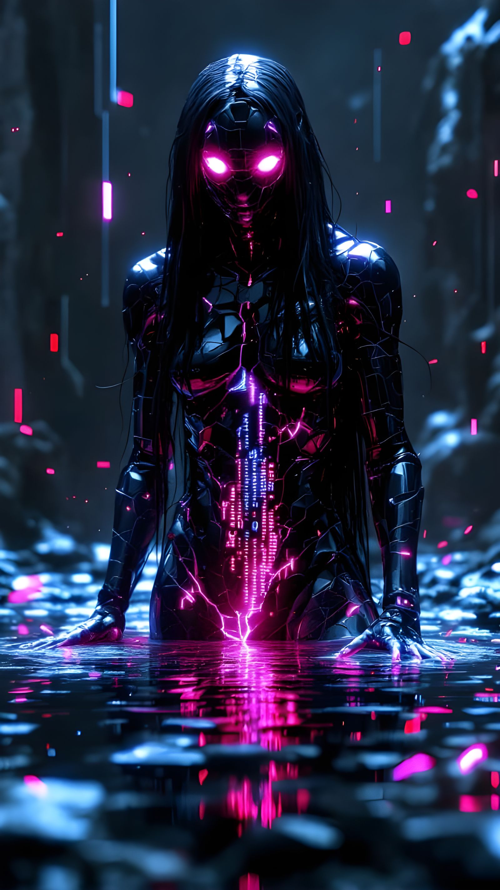 Cyberpunk Humanoid in Electro Static Convergence