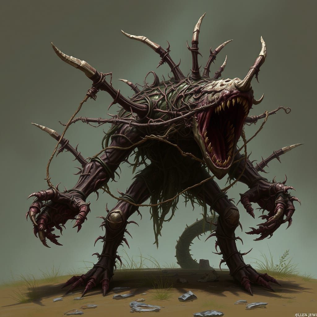 Grimdark Barbed Wire Creature Sculpture