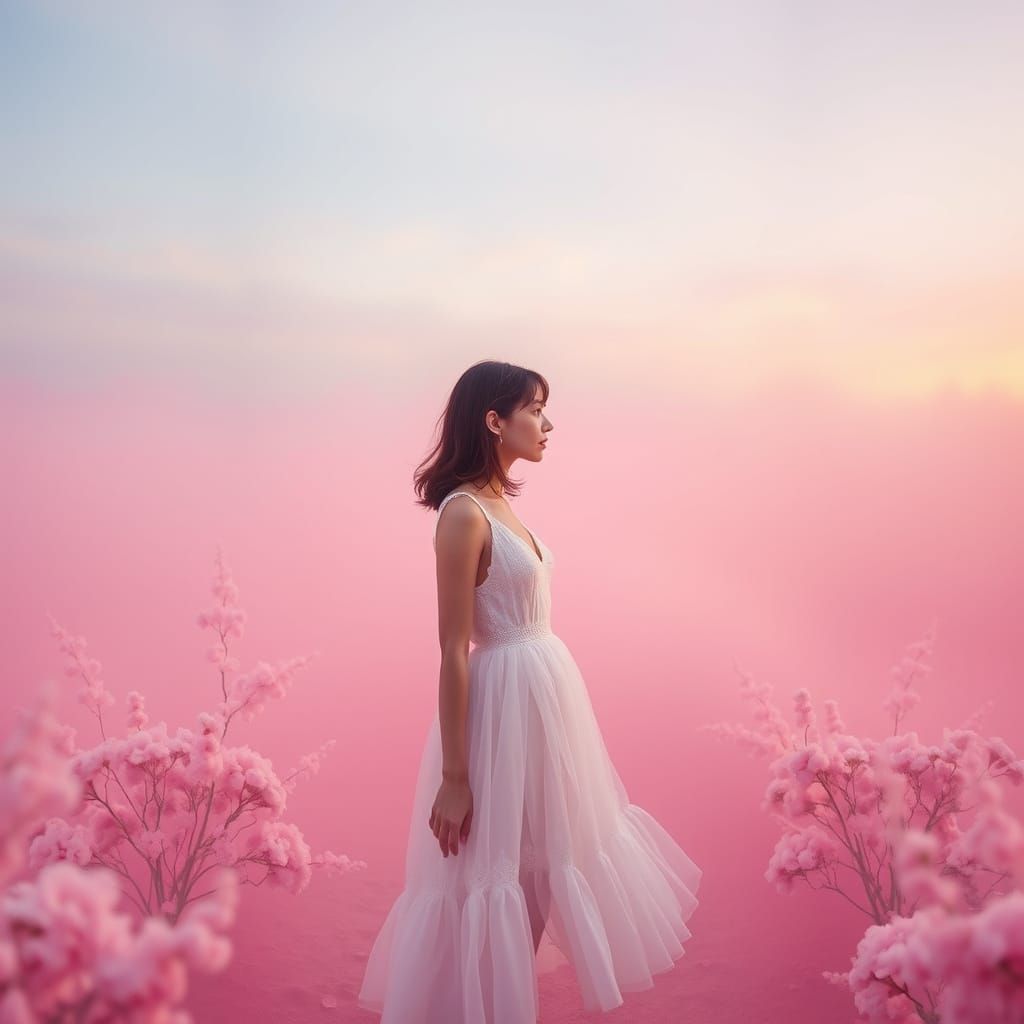 Surreal Pink Misty Dawn Landscape in Whimsical Wes Anderson ...