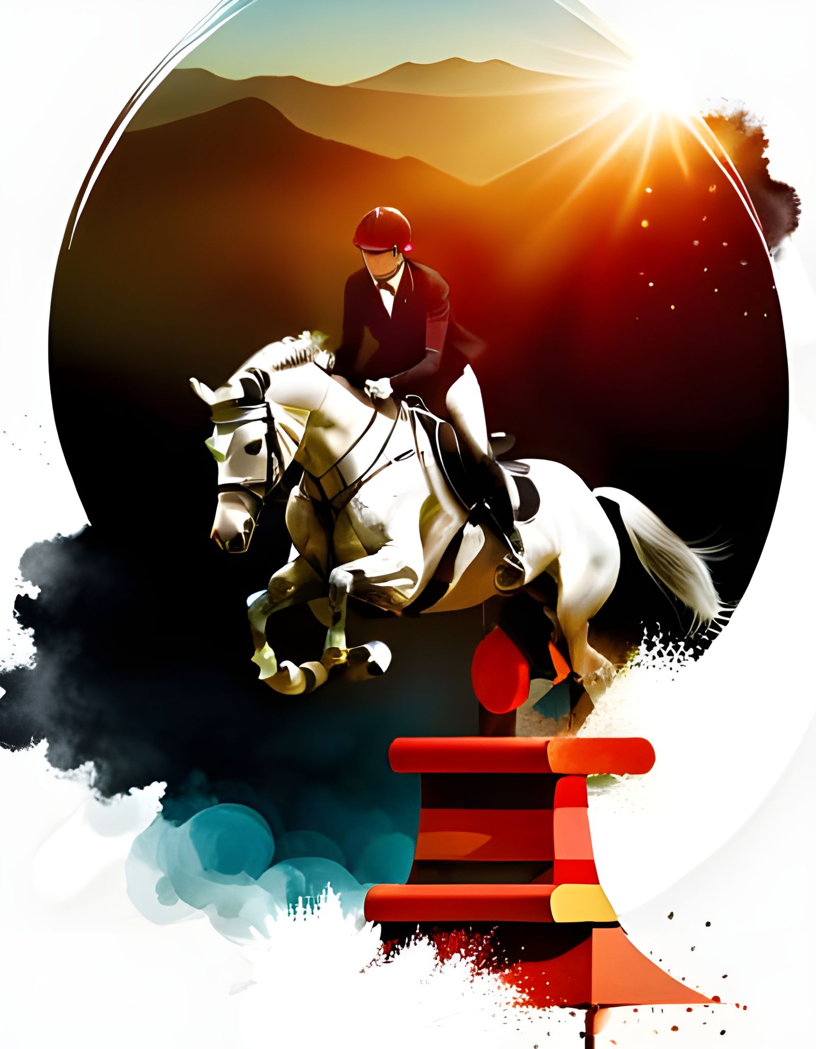 Rider on Horse in Stunning Equestrian Center