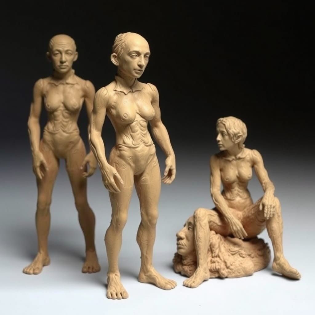 Intricately Sculpted Clay Human Figures