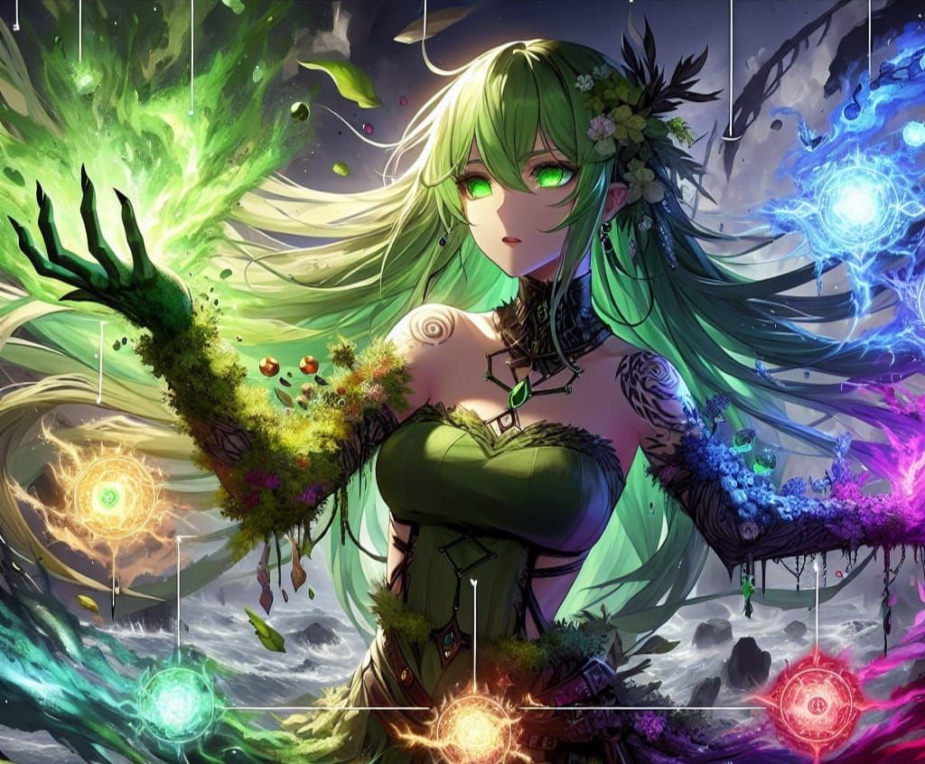 Mossy Dryad's Elemental Awakening in Nature's Abyss