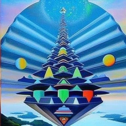 Psychedelic Sci-Fi Painting of Consciousness Hierarchy