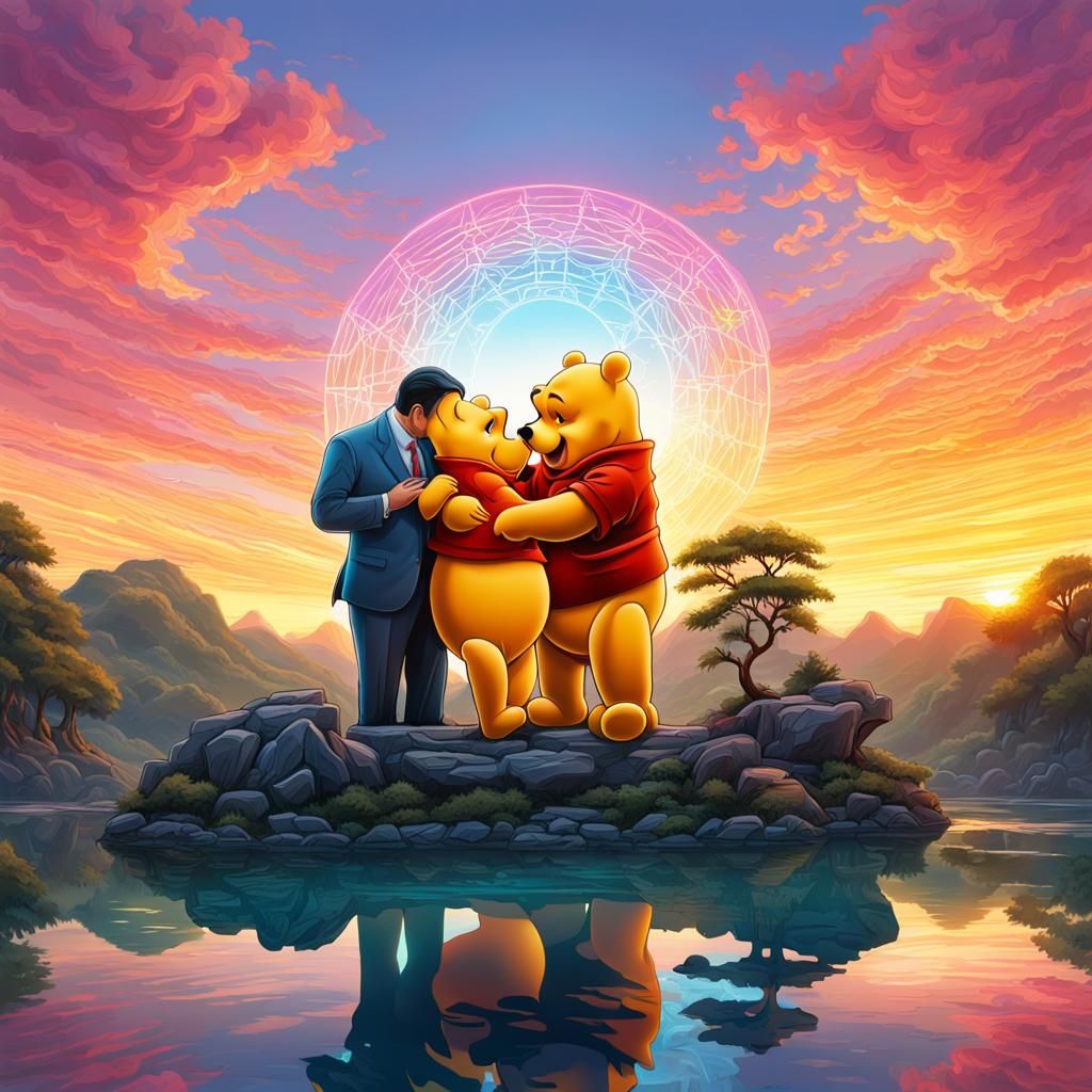 Winnie the Pooh and Xi Jinping in Ultra-Realistic Surreal Ki...