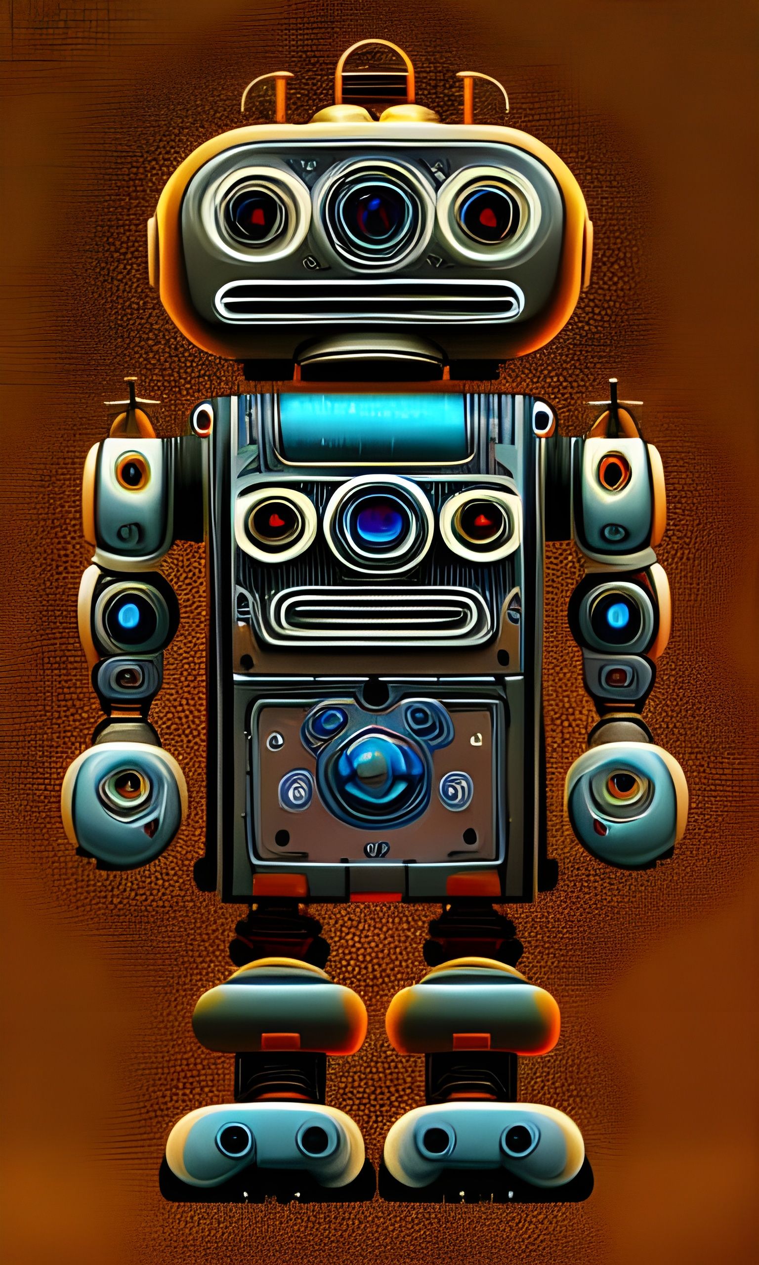 Symmetrical Robot Portrait in Digital Art Style